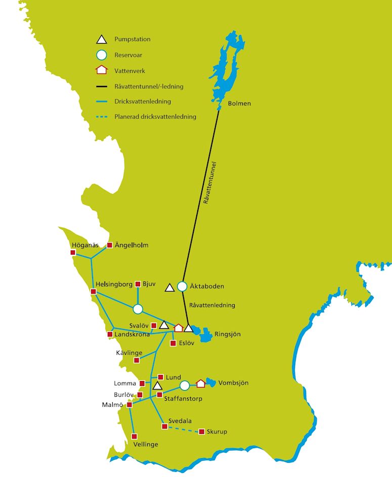 Bolmentunneln, Sveriges lngsta tunnel, karta.