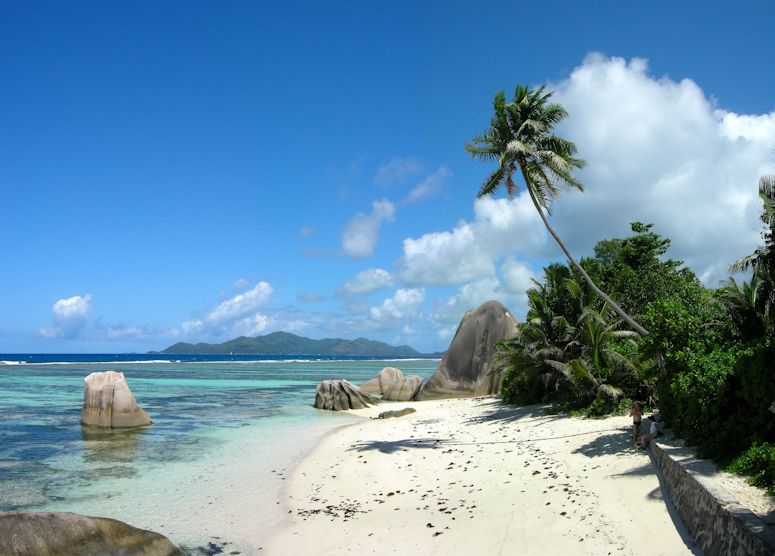 Vrldens kanske vackraste strand Anse Source d'Argent p Seychellerna