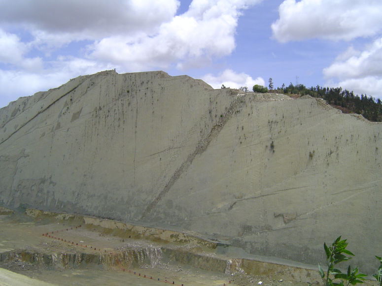 Fossila dinosauriespr p stenvgg i dagbrott i Cal Orcko i Bolivia