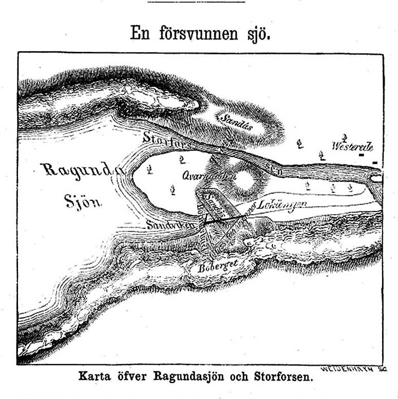 Karta ver Ragundasjn och Storforsen (senare Dda fallet).