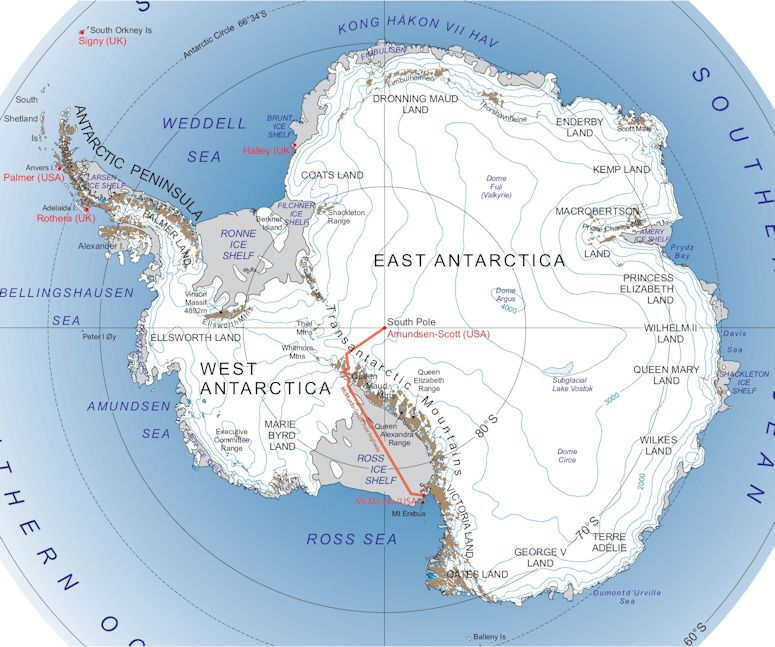 South Pole Traverse (McMurdoSouth Pole Highway) - vg till sydpolen - karta.