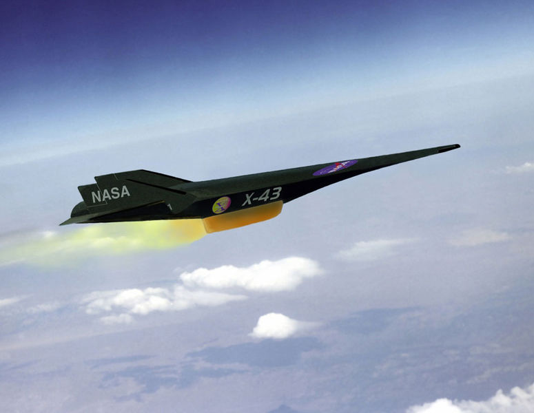 Illustration av NASA X-43, vrldens snabbaste flygplan